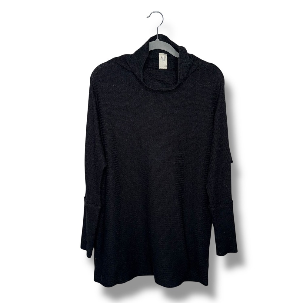 We The Free Black Textured Cowl Neck Long Sleeve Tunic Top Women Size S